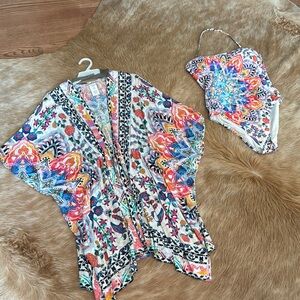 La Blanca one piece suit with Colorful Floral Kimono (sold as set)